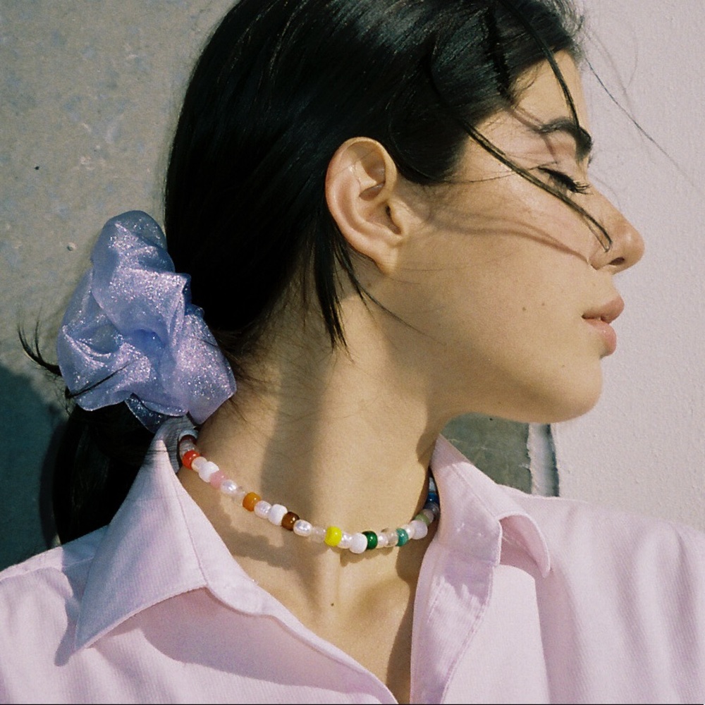 Large Genuine Freshwater Pearl Colorful Glass Beaded Rainbow Choker Necklace - Picture 5 of 7